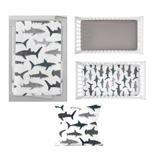 Shark Nursery Starter Crib Bedding Set - The Creative Raccoon