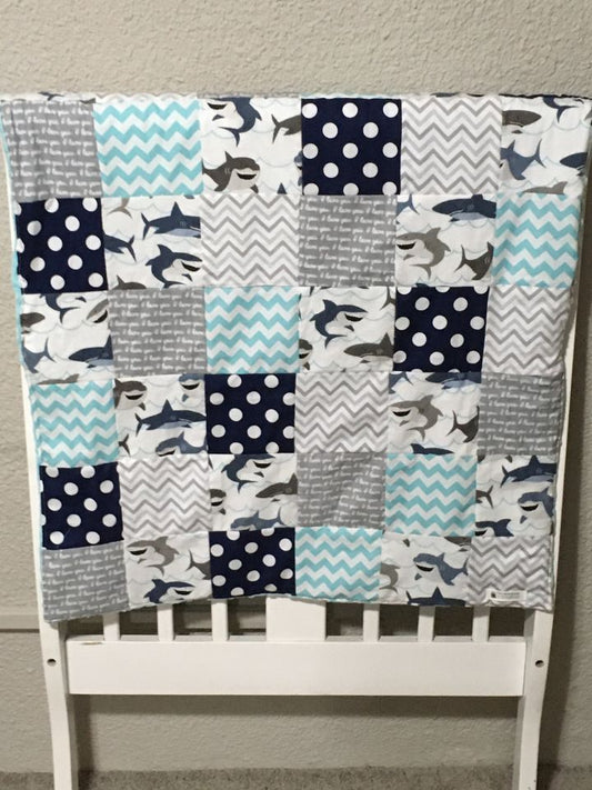 Shark Patchwork Baby Quilt - The Creative Raccoon
