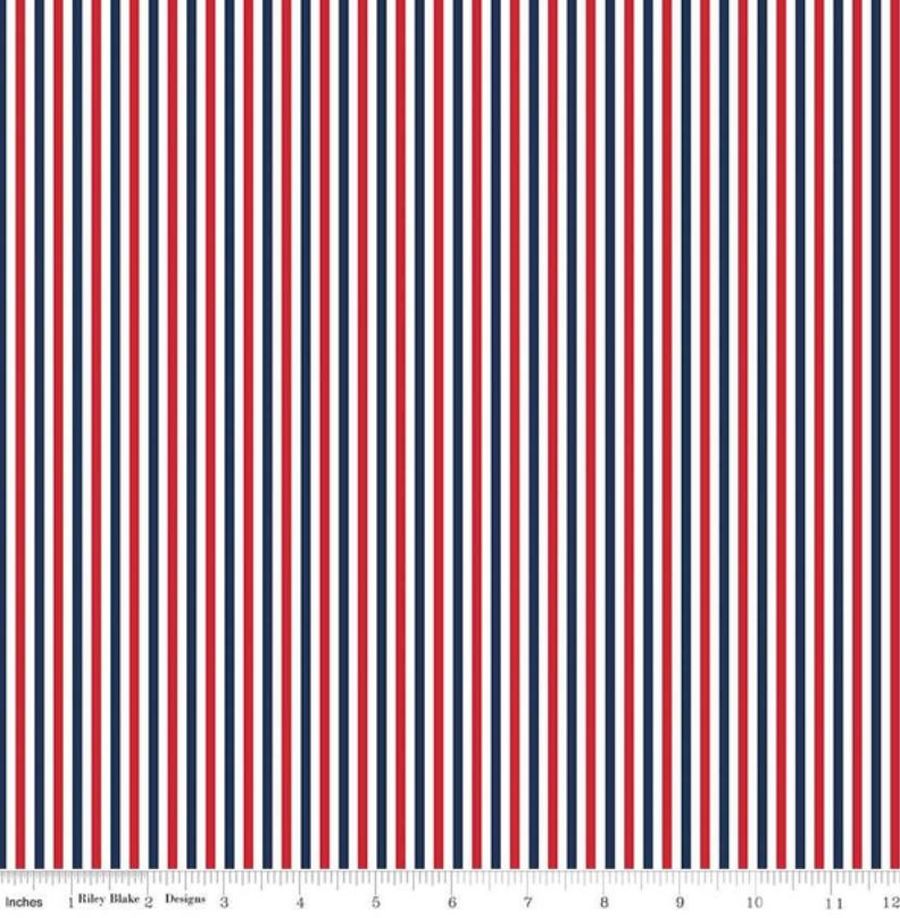 Striped Fabric, Patriotic Fabric, Riley Blake Designs - The Creative Raccoon