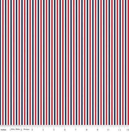 Striped Fabric, Patriotic Fabric, Riley Blake Designs - The Creative Raccoon