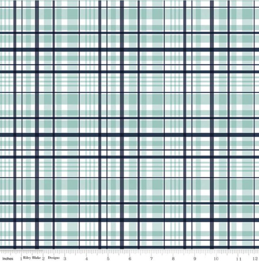 Tartan Plaid Fabric, Riley Blake Designs, It's a Boy Plaid Aqua - The Creative Raccoon
