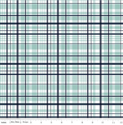 Tartan Plaid Fabric, Riley Blake Designs, It's a Boy Plaid Aqua - The Creative Raccoon