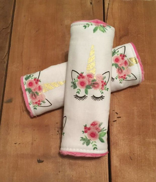 Unicorn Themed Car Seat Strap Covers - The Creative Raccoon