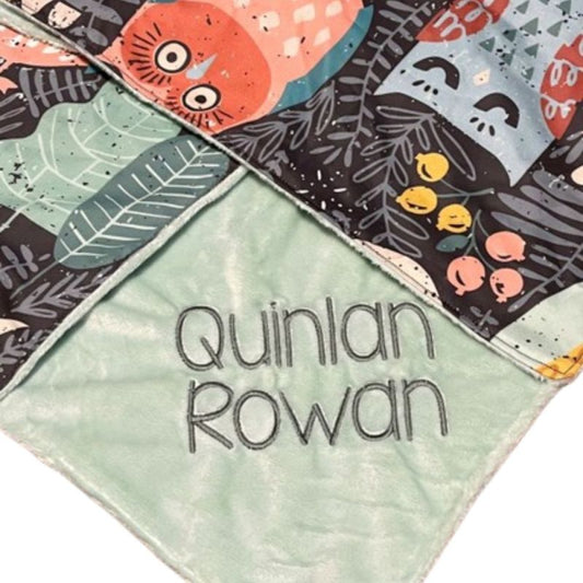 Woodland Creatures Nursery Personalized Baby Blanket Organic Cotton Blanket - The Creative Raccoon