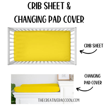 Yellow Nursery Crib Sheet Changing Pad Cover Baby Crib Set - THE CREATIVE RACCOON