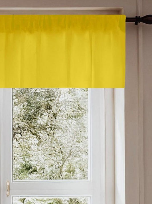 Yellow curtain valance on a window with a view of trees outside.
Yellow Window Valance, Nursery Room Curtain - The Creative Raccoon