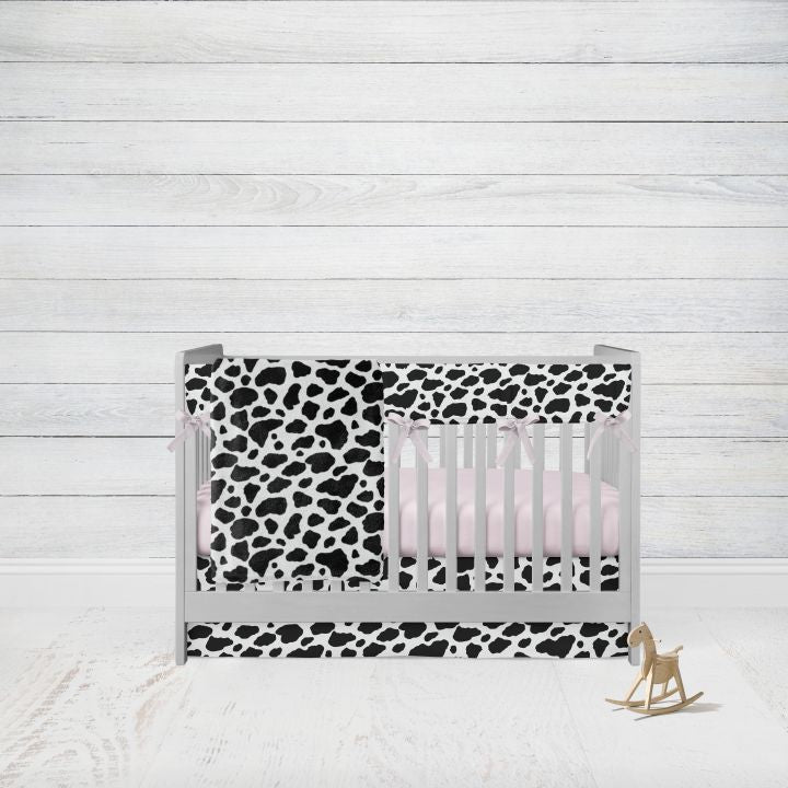 Baby Girl Crib Bedding Sets, 4 - Piece Set, Cowhide Baby Blanket - The Creative Raccoon