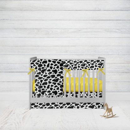 Baby Neutral Crib Bedding Set, Cow Print Baby Blanket, Yellow Crib Sheet - The Creative Raccoon
