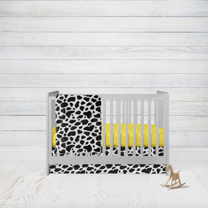 Baby Neutral Crib Bedding Set, Cow Print Baby Blanket, Yellow Crib Sheet - The Creative Raccoon