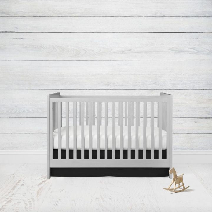 Black Crib Bedding Set, Rail Cover & Crib Skirt - The Creative Raccoon