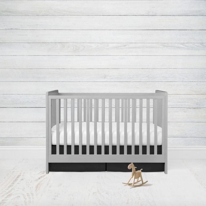 Black Crib Bedding Set, Rail Cover & Crib Skirt - The Creative Raccoon