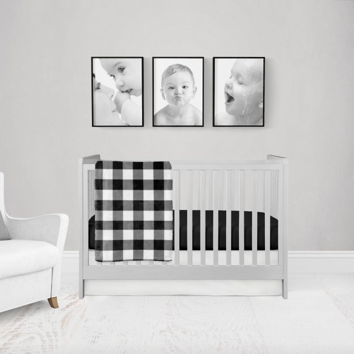Black Gingham Crib Bedding, 2 Piece Set, Black & White Nursery - The Creative Raccoon