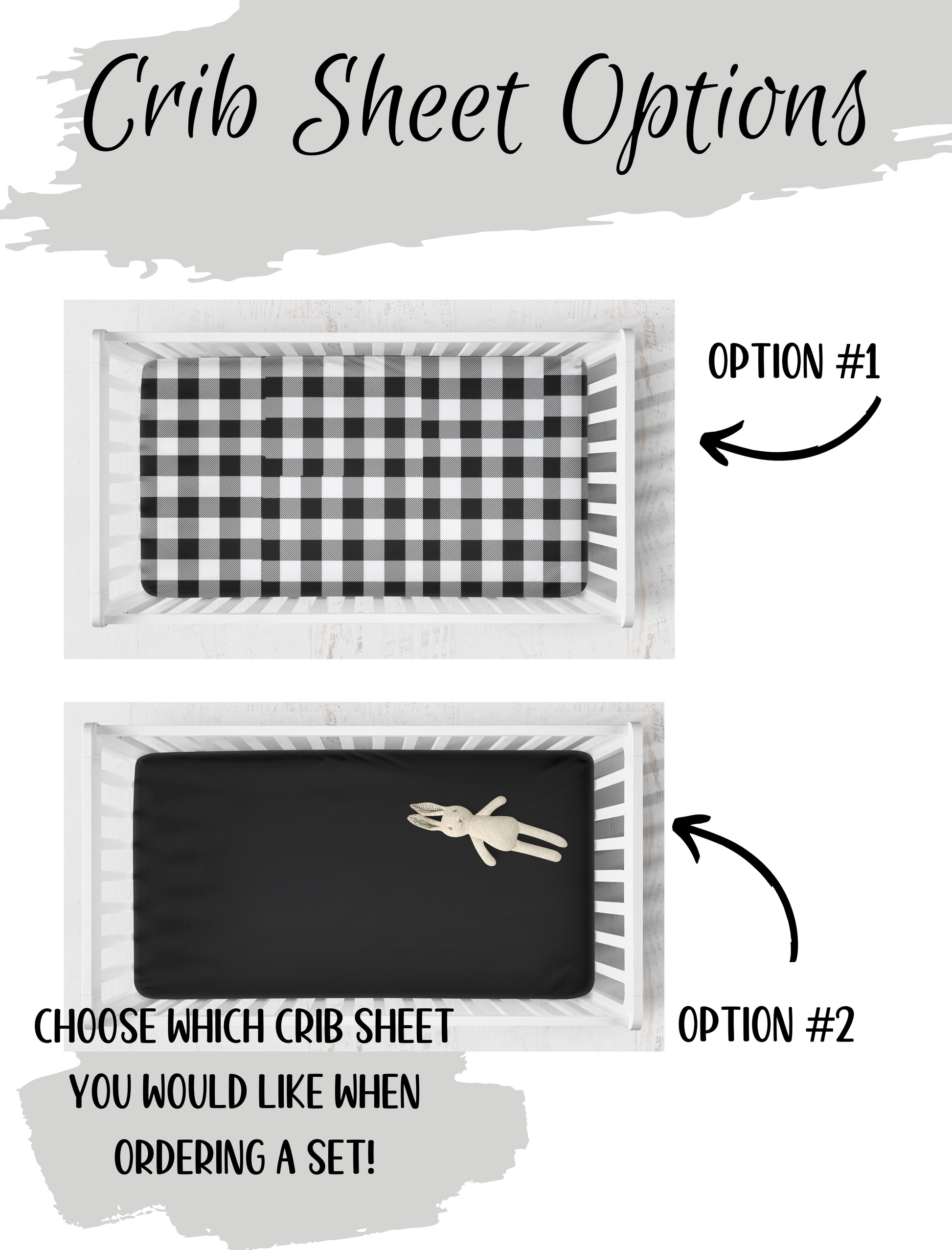 pick your crib sheet - black gingham crib sheet or black crib sheet