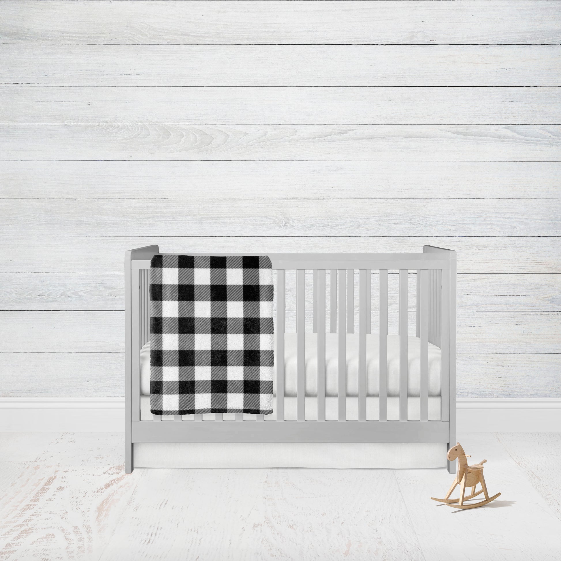 black and white cotton or minky blanket