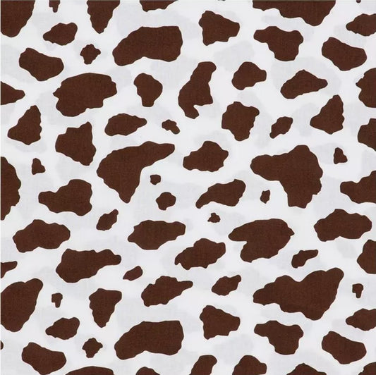 Cow Print Fabric, Farm Animal Fabric, Brown Cotton Fabric