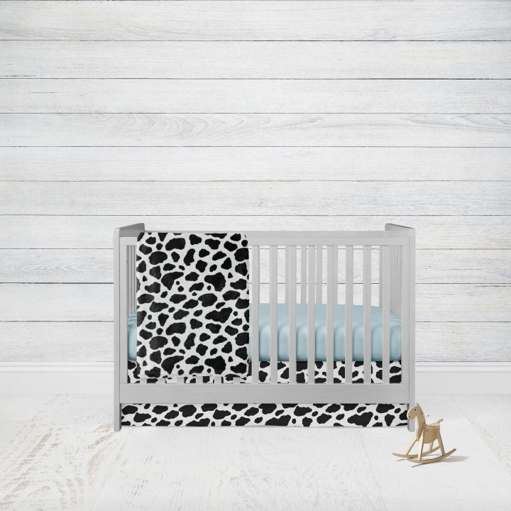 Cow Crib Bedding Set, Cow Print Minky Blanket - The Creative Raccoon