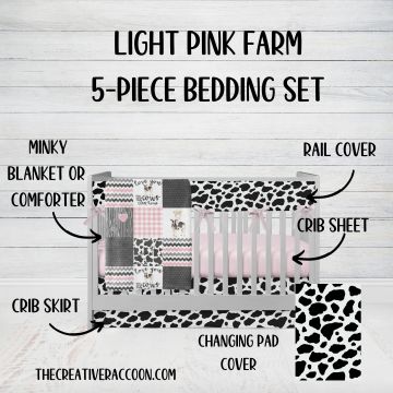 Cow Print Crib Bedding Set, Cow Baby Blanket, 5 Piece Set - The Creative Raccoon