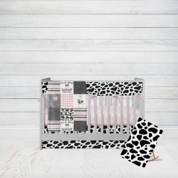 Cow Print Crib Bedding Set, Cow Baby Blanket, 5 Piece Set - The Creative Raccoon