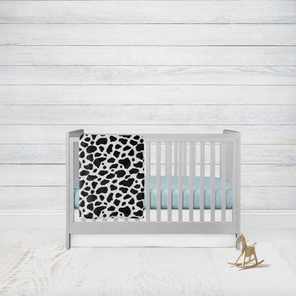 Cow Print Crib Bedding Set, Cow Baby Blanket Black and White - The Creative Raccoon