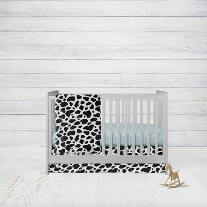 Cow Print Crib Bedding Set, Cow Baby Blanket Black and White - The Creative Raccoon