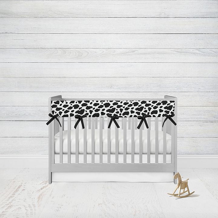 Cow Print Crib Rail Cover & Crib Skirt, Farm Nursery Bedding - The Creative Raccoon