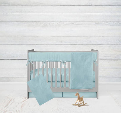 Crib Bedding 5 - Piece Set, Crib Comforter, Crib Rail Protector, Aqua Nursery - The Creative Raccoon