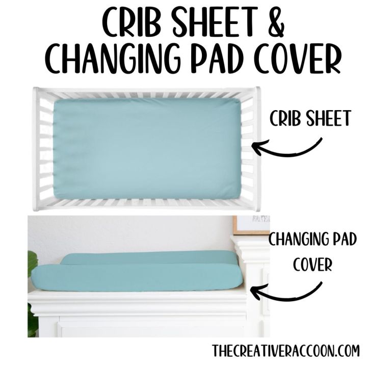 Crib Bedding, Aqua Fitted Crib Sheet, Changing Pad Cover, 2 - Piece Set - The Creative Raccoon
