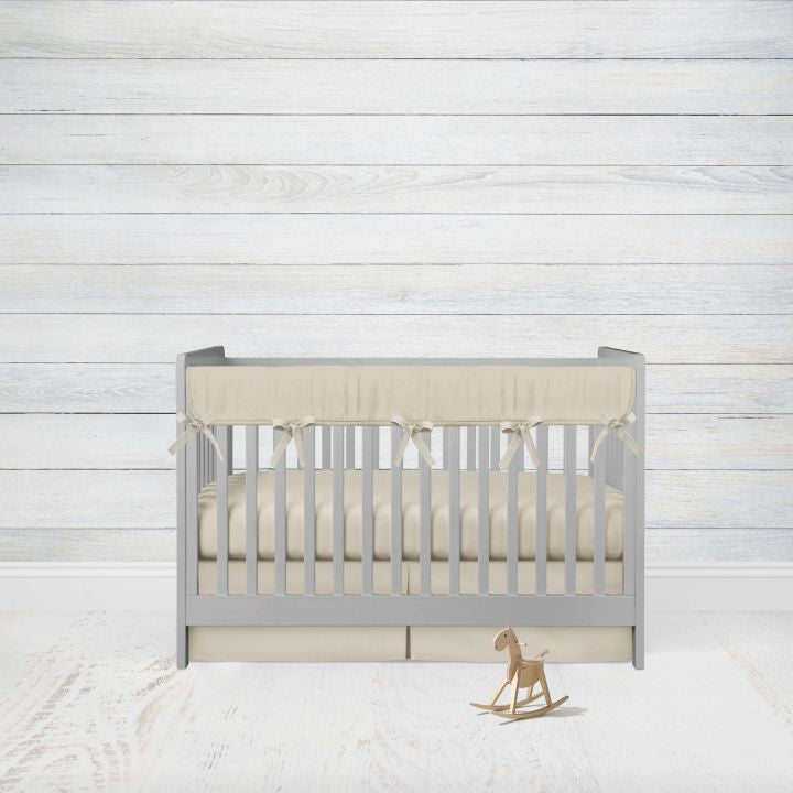 Crib Bedding, Beige Nursery, Crib Rail Cover, Neutral Crib Bedding Set - The Creative Raccoon