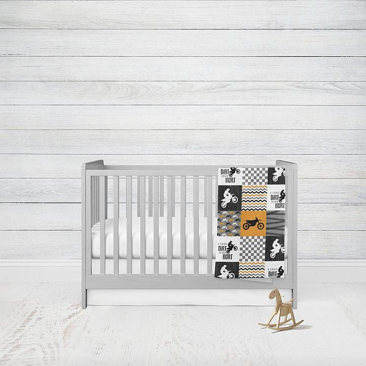 Crib Bedding, Crib Comforter, 2 - Piece Set, Dirt Bike Nursery Theme Boy - The Creative Raccoon