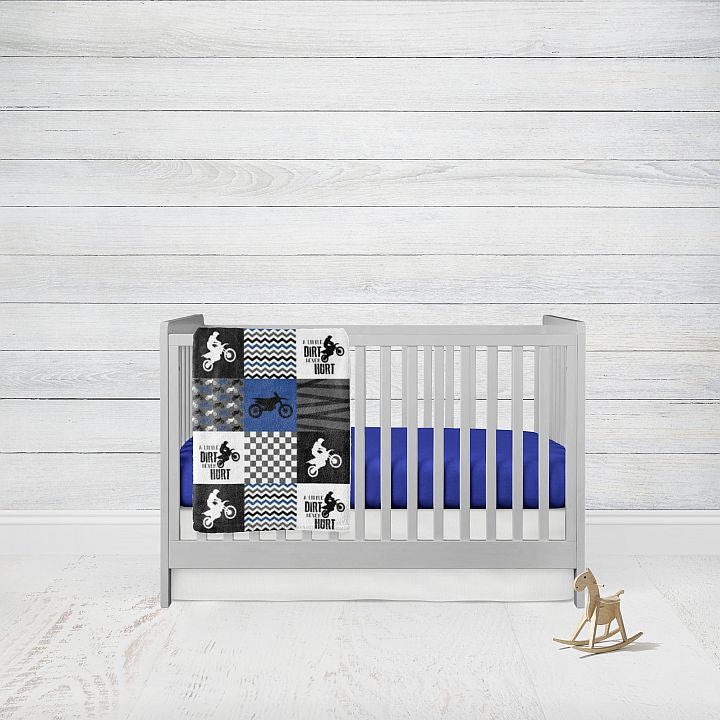 Dirt Bike Crib Bedding Set, 2 - Piece Set, Racing Flag Check - The Creative Raccoon