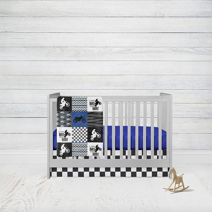 Dirt Bike Crib Bedding Set, Racing Flag Check - The Creative Raccoon