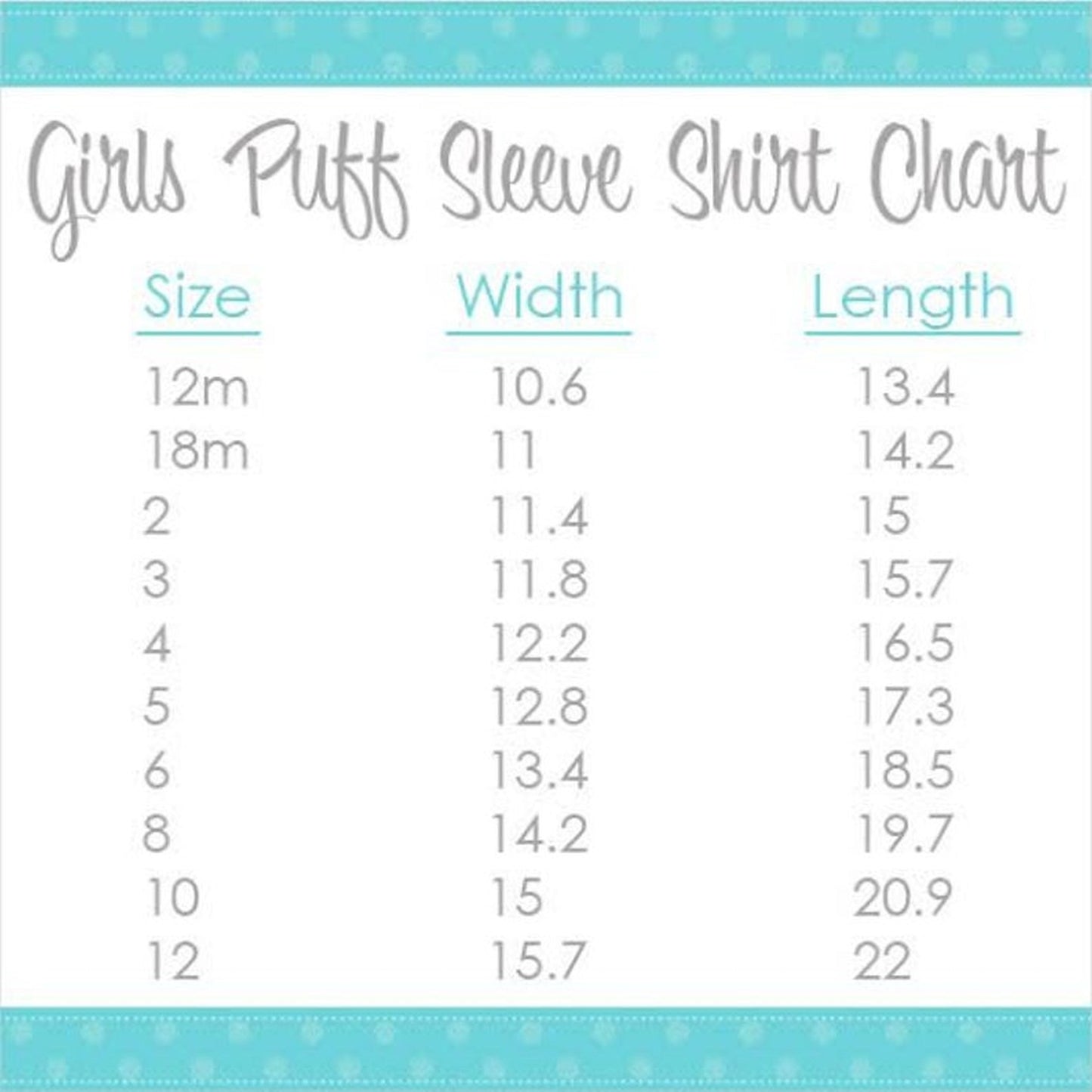 girl shirt size chart