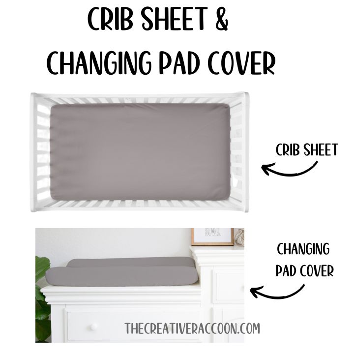 Gray Crib Sheet, Gray Changing Pad Cover - The Creative Raccoon