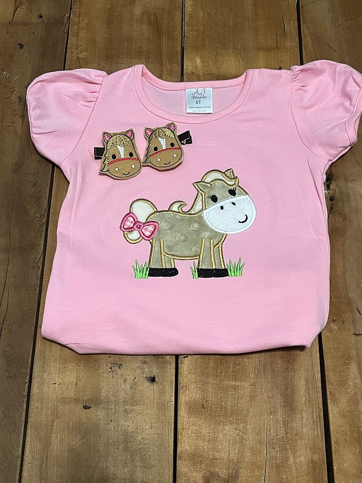 Horse Shirt for Toddler Girls, Hair Clips for Girls, Horse Lover Shirts - The Creative Raccoon