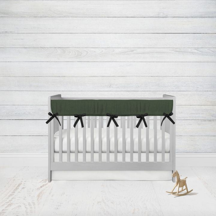 Hunter Green Crib Rail Cover for Teething, Boy Nursery Bedding - The Creative Raccoon