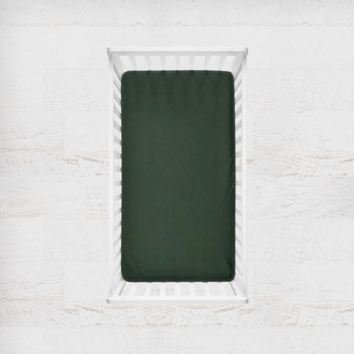 Hunter Green Crib Sheet, Changing Pad Cover - The Creative Raccoon