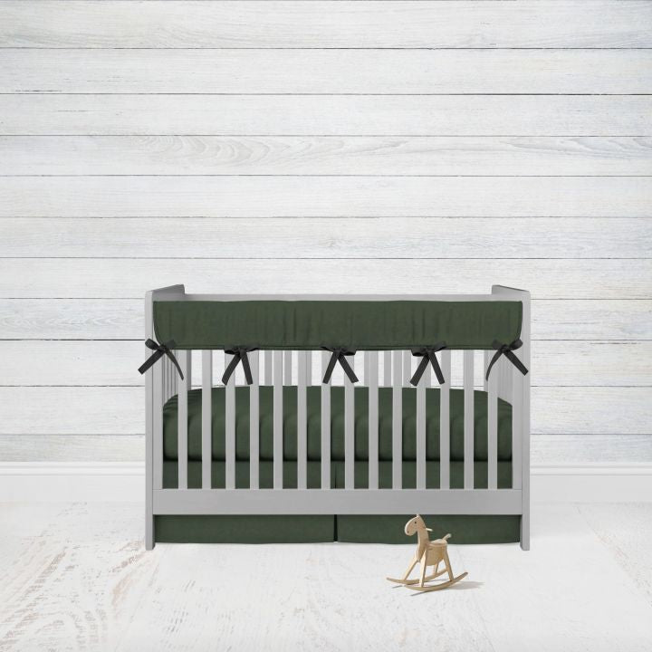 Hunter Green Mini Crib Bedding, Crib Rail Guard, Crib Sheet, Crib Skirt - The Creative Raccoon