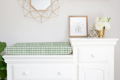 sage gingham changing pad cover