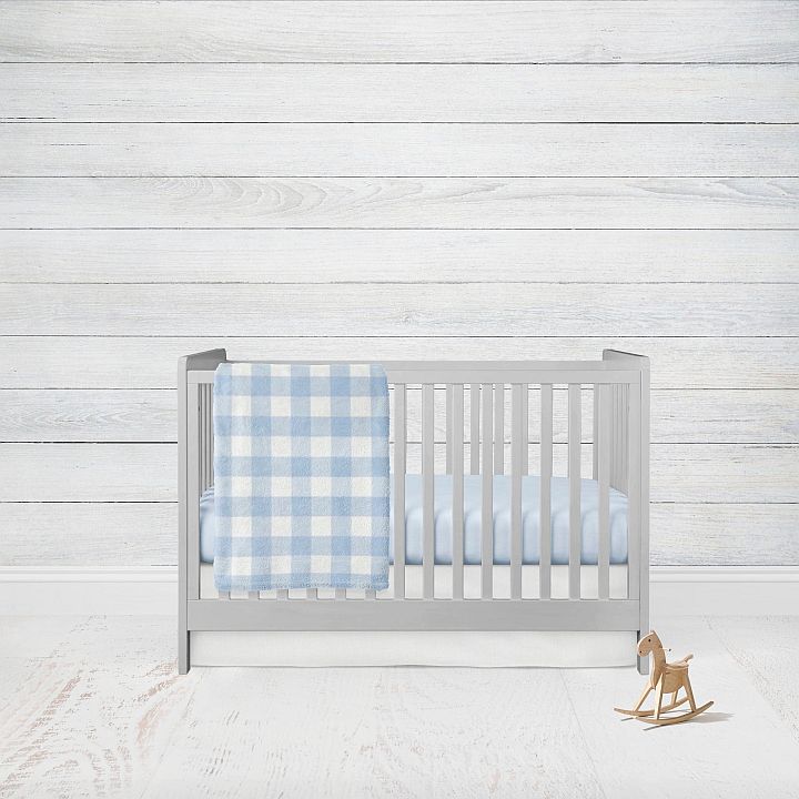 Light Blue Crib Bedding 2 - Piece Set, Gingham Nursery Bedding - The Creative Raccoon