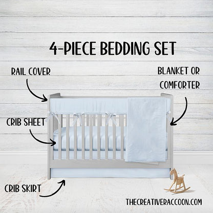 Light Blue Crib Bedding Set, 4 - Piece Set - The Creative Raccoon