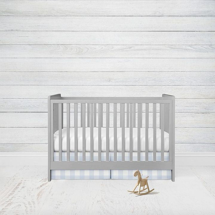 Light Blue Gingham Crib Skirt, Mini Crib & Standard Size - The Creative Raccoon