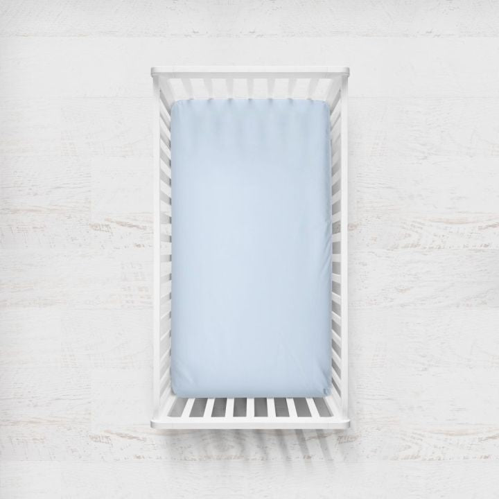 Light Blue Mini Crib Bedding - The Creative Raccoon