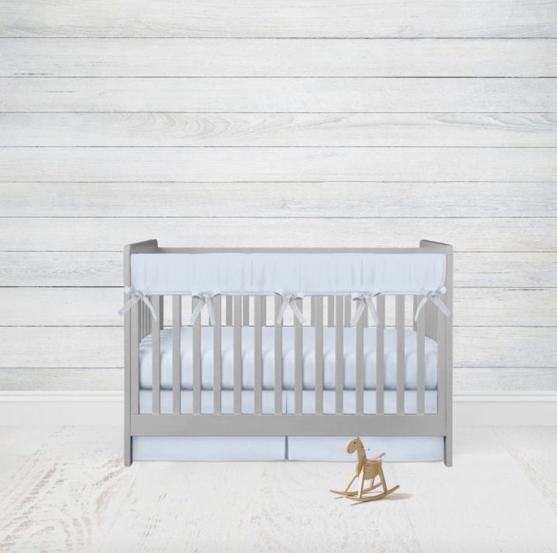 Light Blue Mini Crib Bedding Sets, Boy Nursery - The Creative Raccoon
