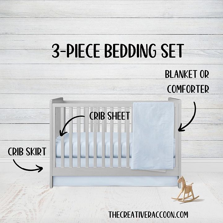 Light Blue Nursery Bedding Set, 3 - Piece Set - The Creative Raccoon