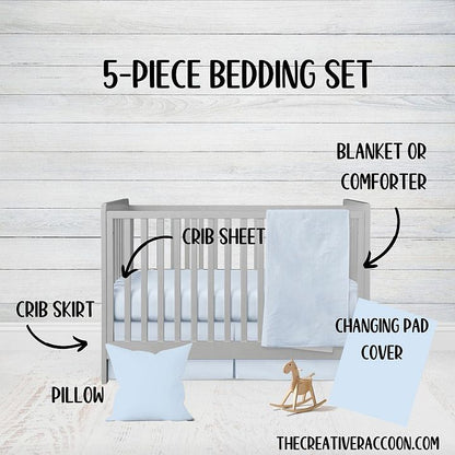 Light Blue Nursery Bedding Set, 5 - Piece Set - The Creative Raccoon