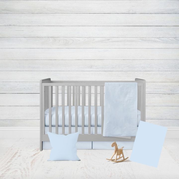 Light Blue Nursery Bedding Set, 5 - Piece Set - The Creative Raccoon
