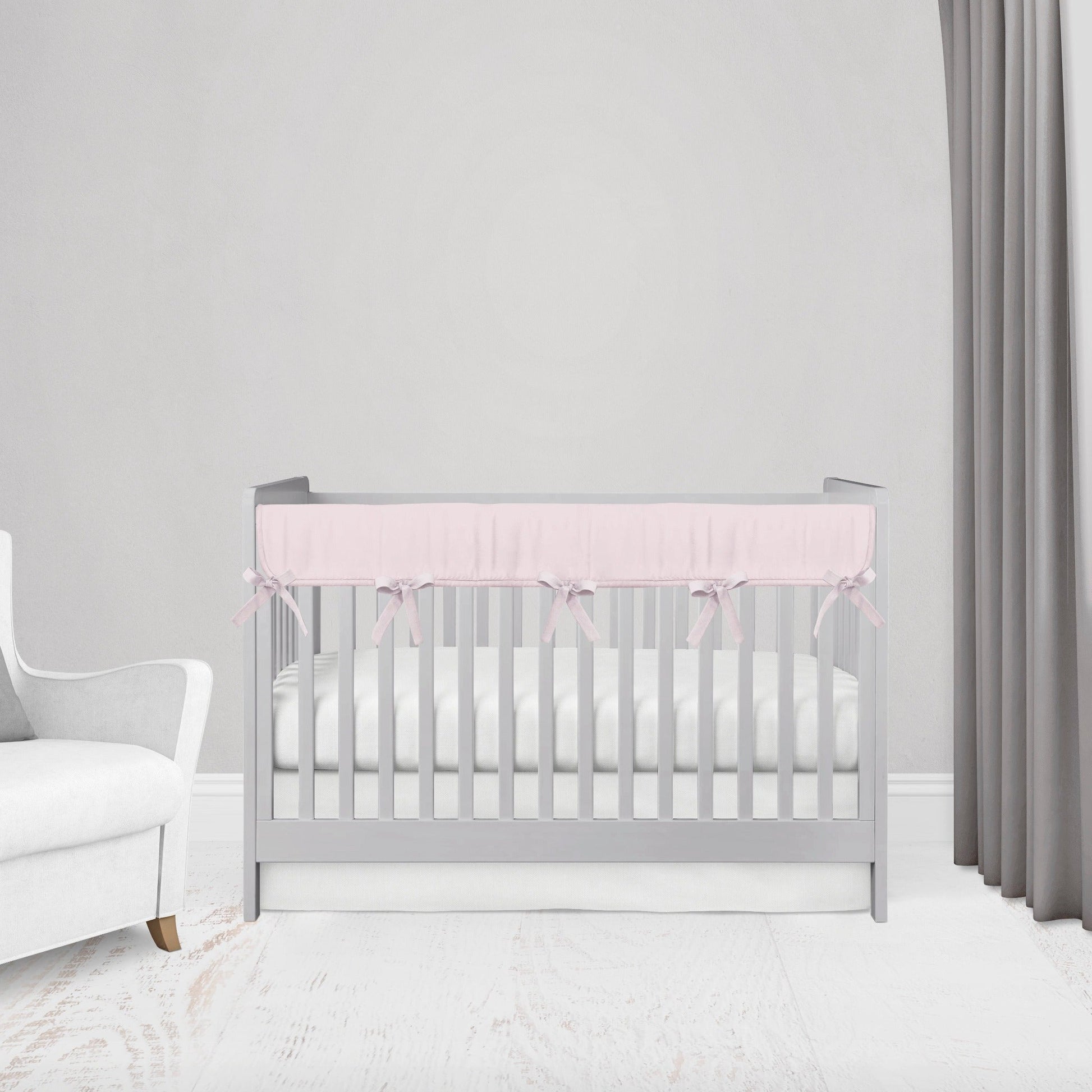 Light Pink Crib Rail Cover Set, Girl Nursery Bedding - The Creative Raccoon