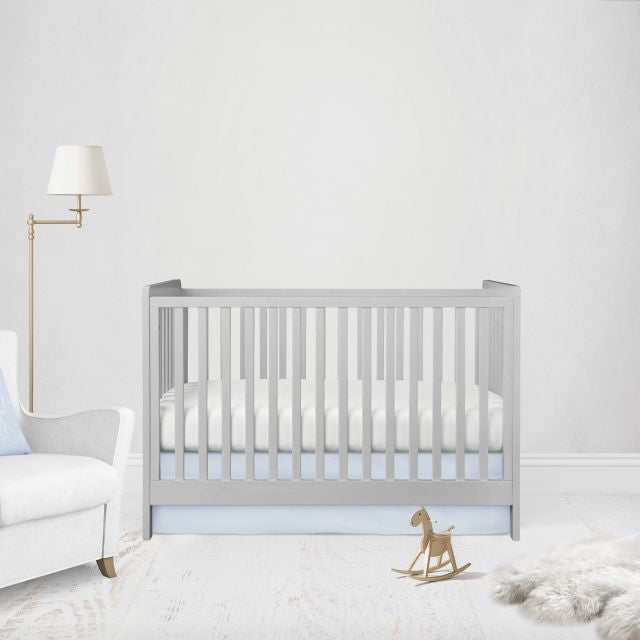 light blue crib skirt - flat option - The Creative Raccoon