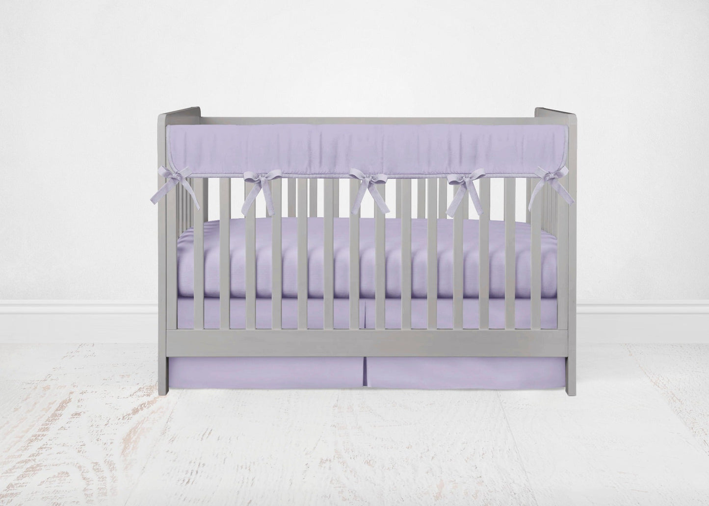 Lilac Mini Crib Bedding for Girls, Crib Skirt, Crib Rail Cover, Crib Sheet - The Creative Raccoon