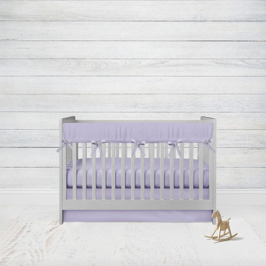 Lilac Mini Crib Bedding for Girls, Crib Skirt, Crib Rail Cover, Crib Sheet - The Creative Raccoon